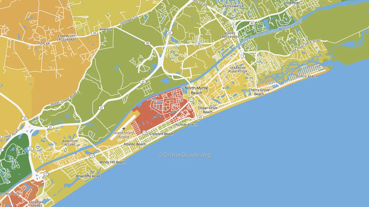 29582, SC Map of Vehicle Theft Rates