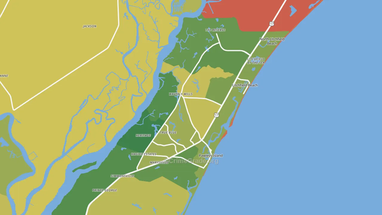 29585, SC Map of Vehicle Theft Rates