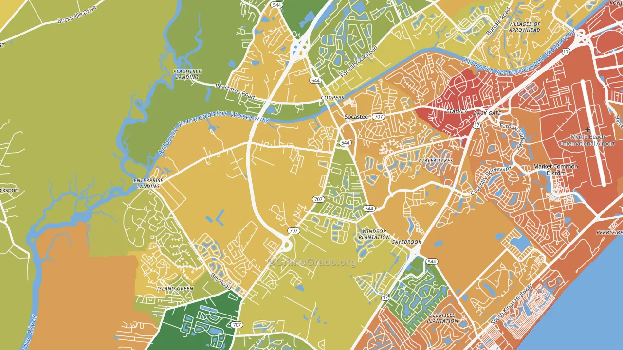 29588, SC Map of Vehicle Theft Rates