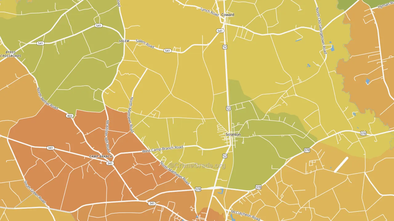 29591, SC Map of Vehicle Theft Rates