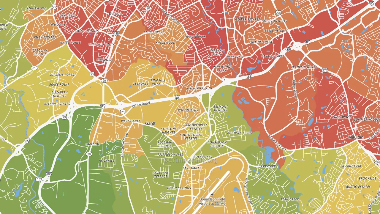 29605, SC Map of Vehicle Theft Rates
