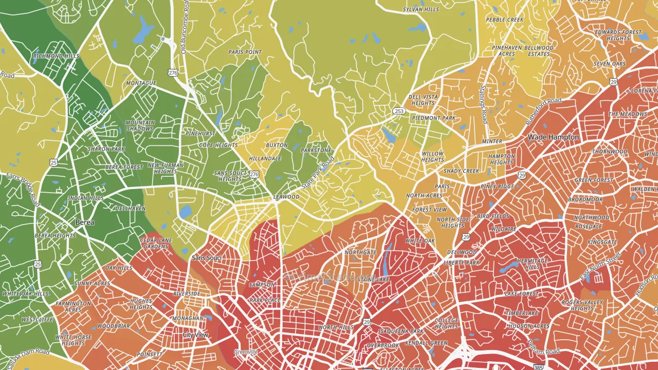 29609, SC Map of Vehicle Theft Rates