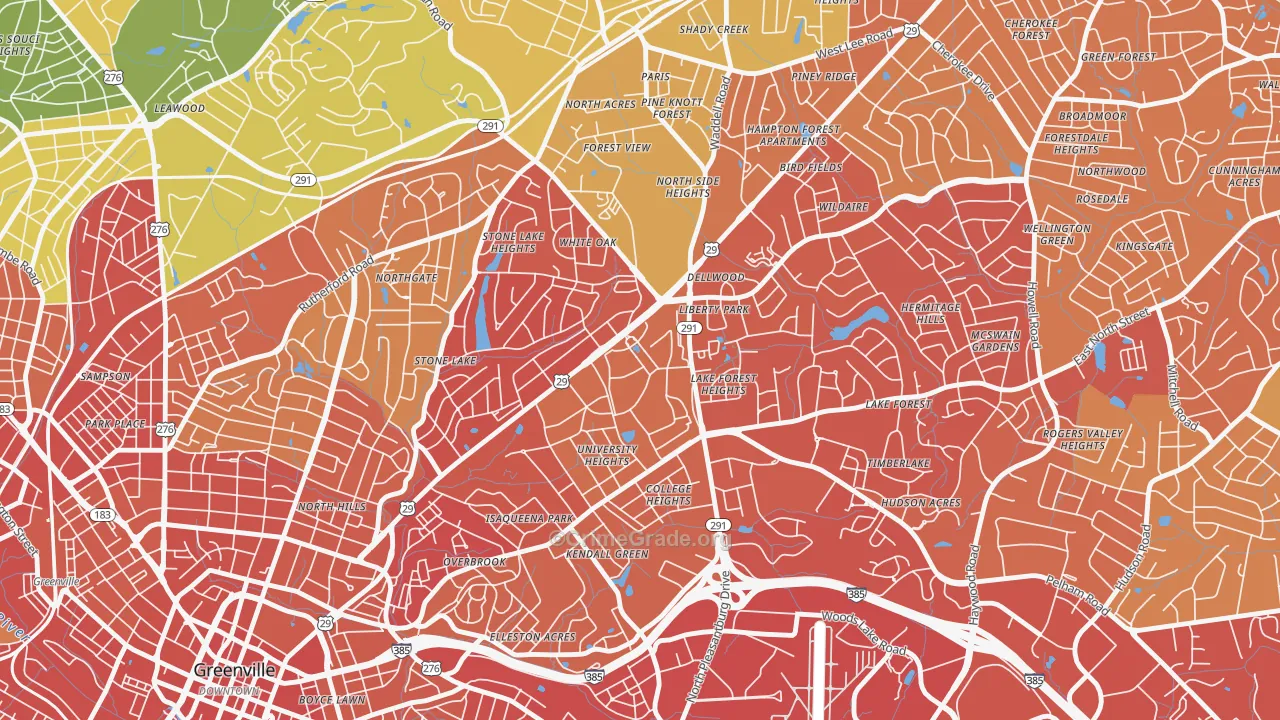 29614, SC Map of Vehicle Theft Rates