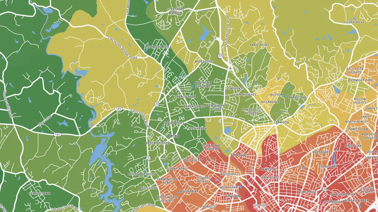 29617, SC Map of Vehicle Theft Rates
