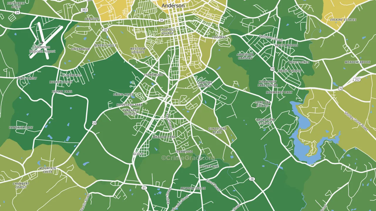 29624, SC Map of Vehicle Theft Rates