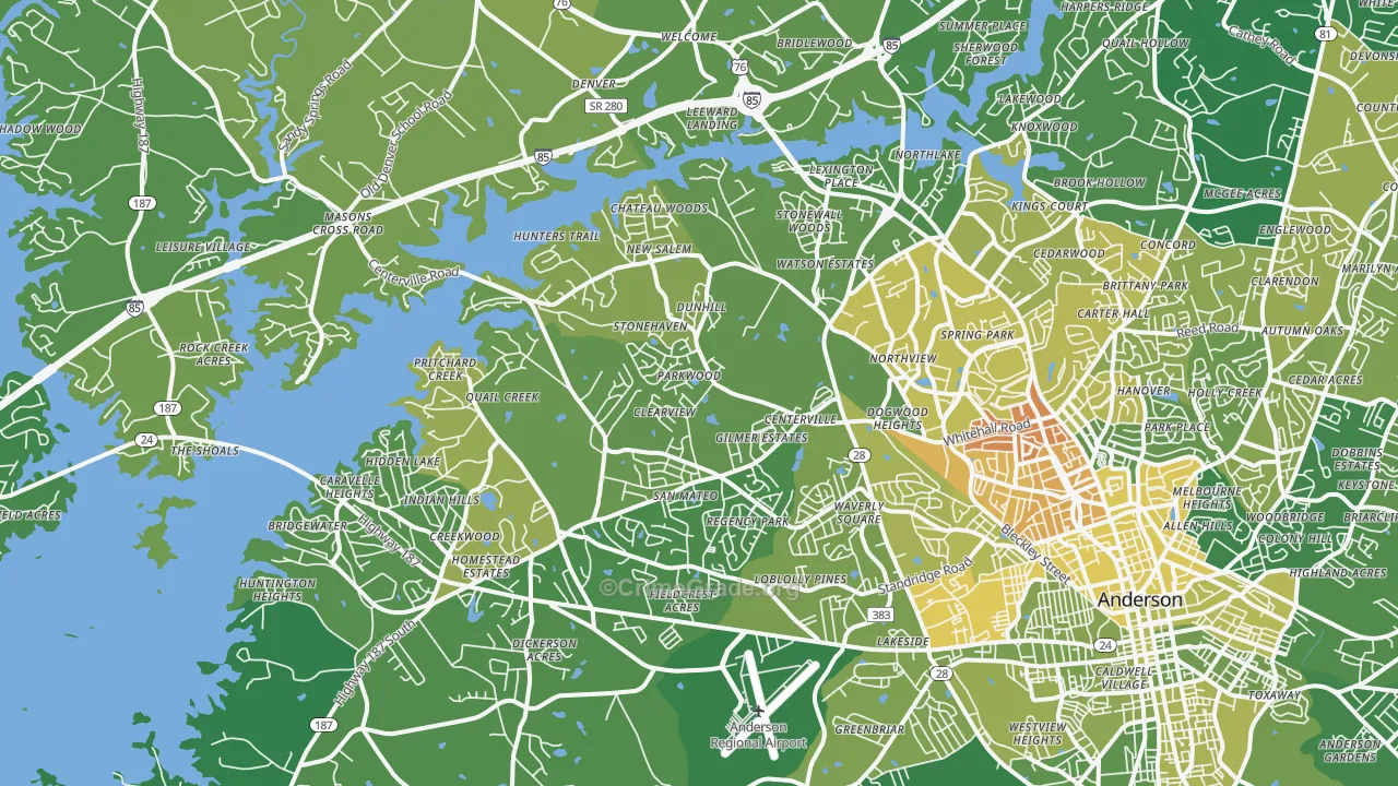 29625, SC Map of Vehicle Theft Rates