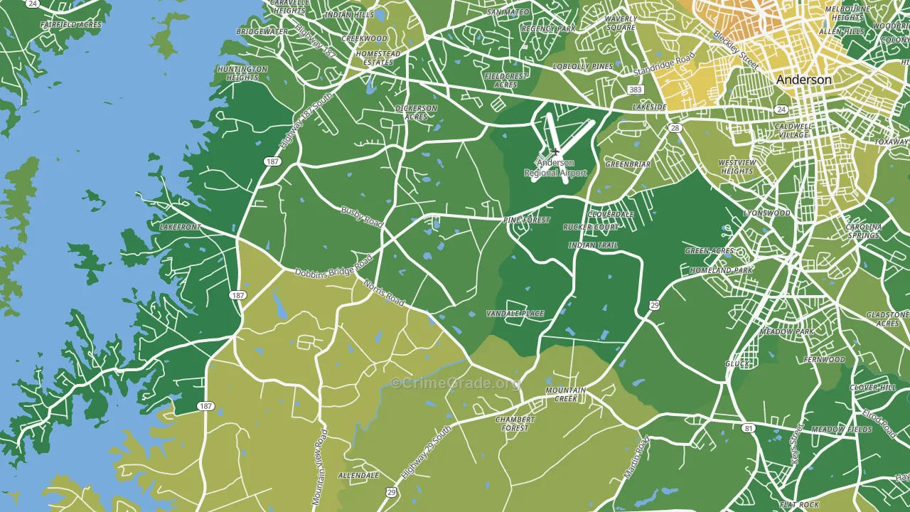 29626, SC Map of Vehicle Theft Rates