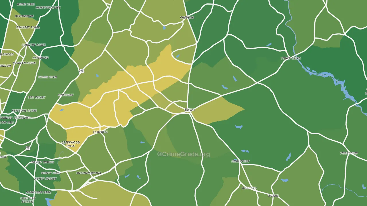 29627, SC Map of Vehicle Theft Rates