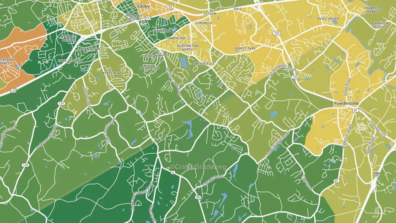 29642, SC Map of Vehicle Theft Rates