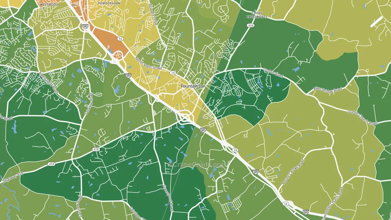 29644, SC Map of Vehicle Theft Rates