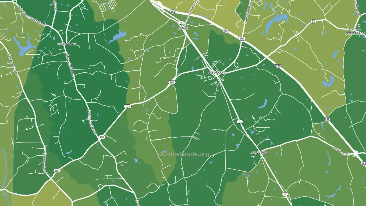 29645, SC Map of Vehicle Theft Rates