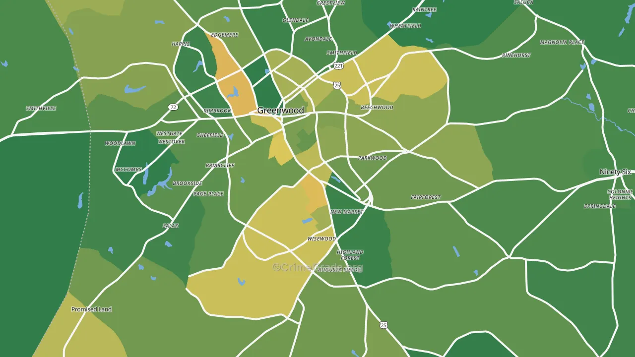 29646, SC Map of Vehicle Theft Rates