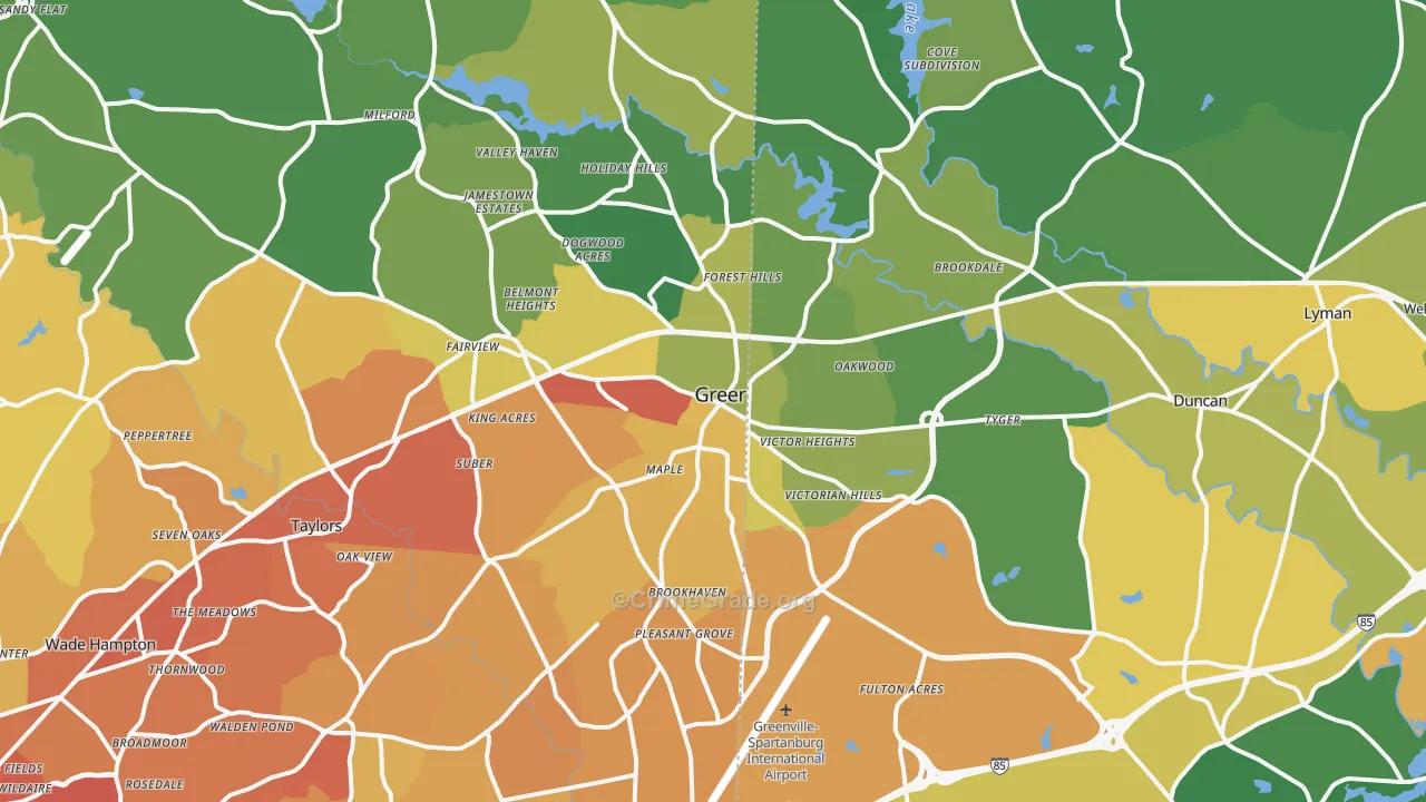 29651, SC Map of Vehicle Theft Rates