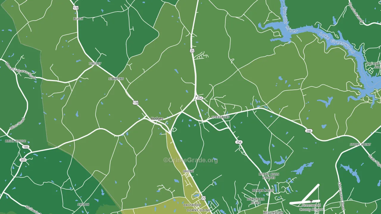 29653, SC Map of Vehicle Theft Rates