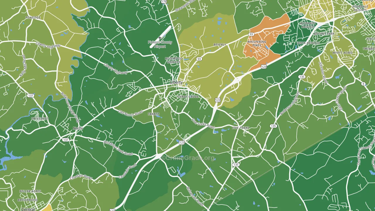 29657, SC Map of Vehicle Theft Rates