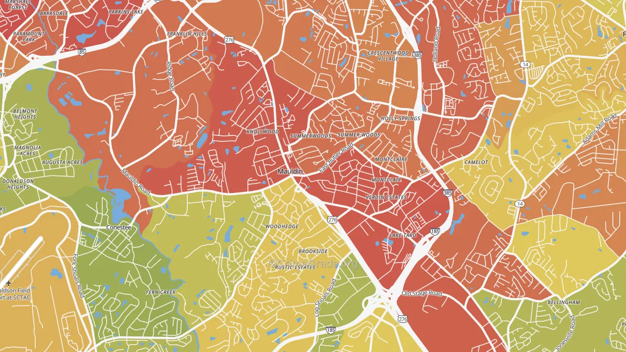 29662, SC Map of Vehicle Theft Rates