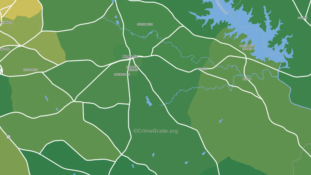29666, SC Map of Vehicle Theft Rates