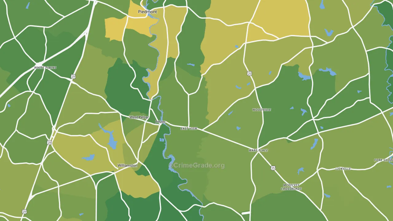 29669, SC Map of Vehicle Theft Rates
