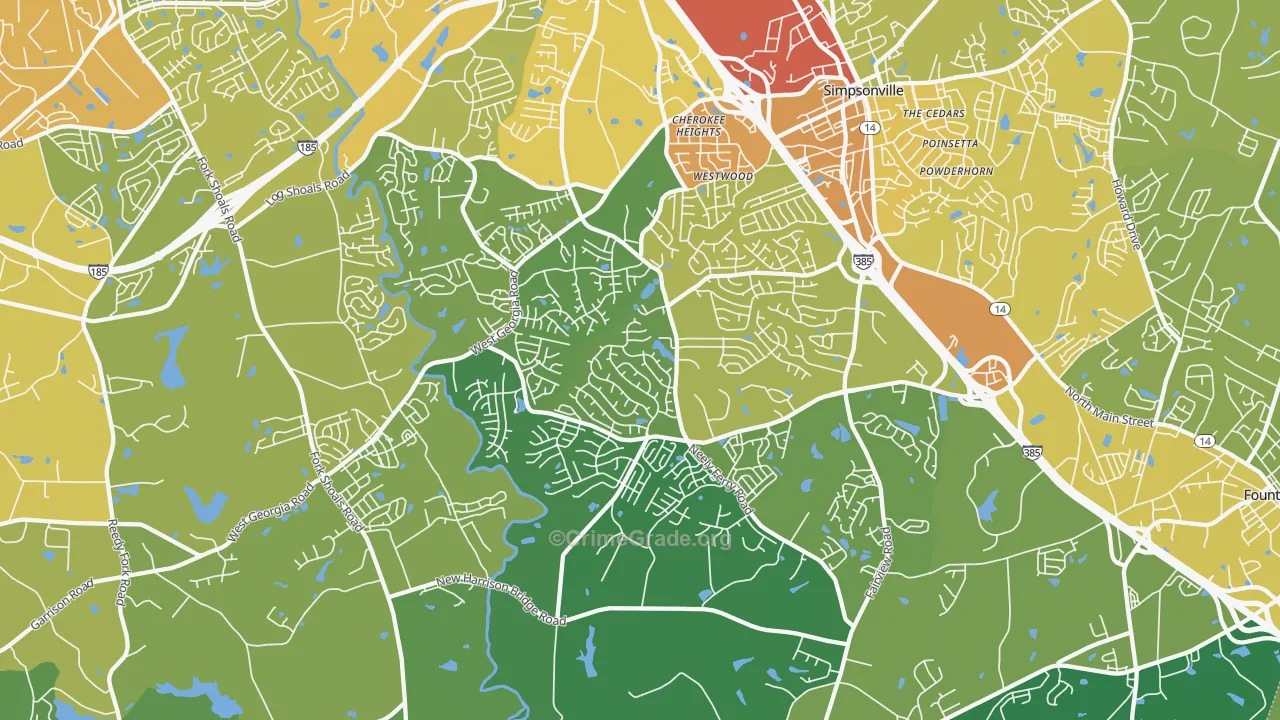 29680, SC Map of Vehicle Theft Rates