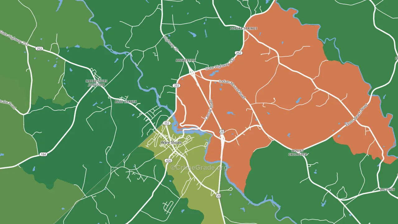 29692, SC Map of Vehicle Theft Rates