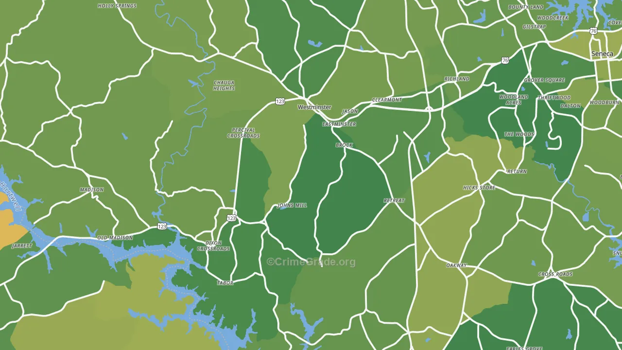 29693, SC Map of Vehicle Theft Rates