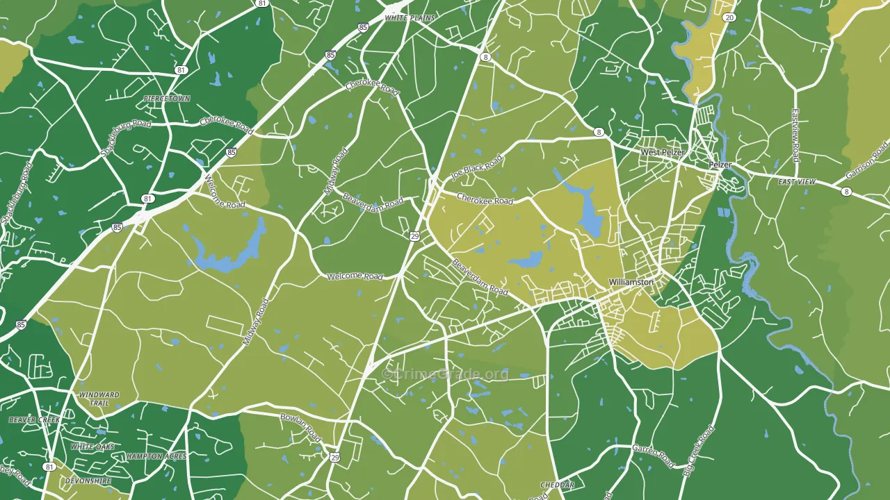 29697, SC Map of Vehicle Theft Rates