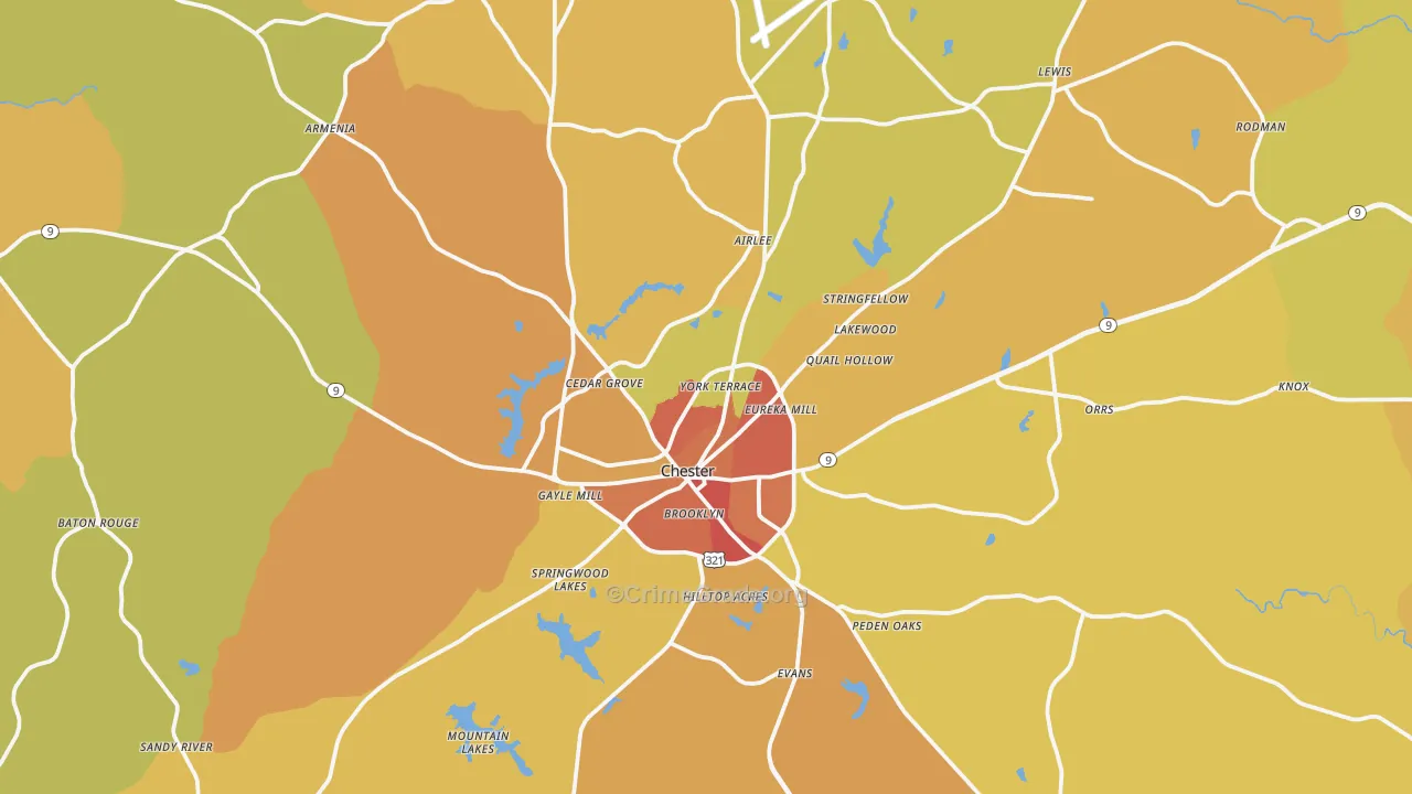 29706, SC Map of Vehicle Theft Rates