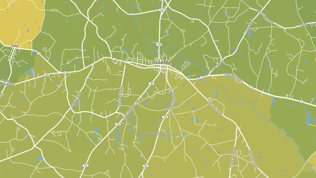 29709, SC Map of Vehicle Theft Rates