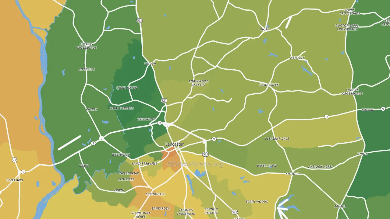 29720, SC Map of Vehicle Theft Rates