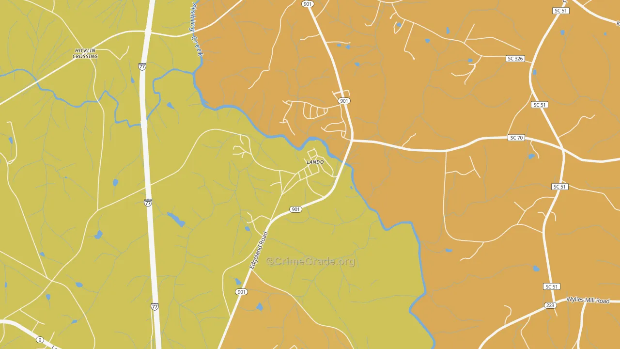 29724, SC Map of Vehicle Theft Rates
