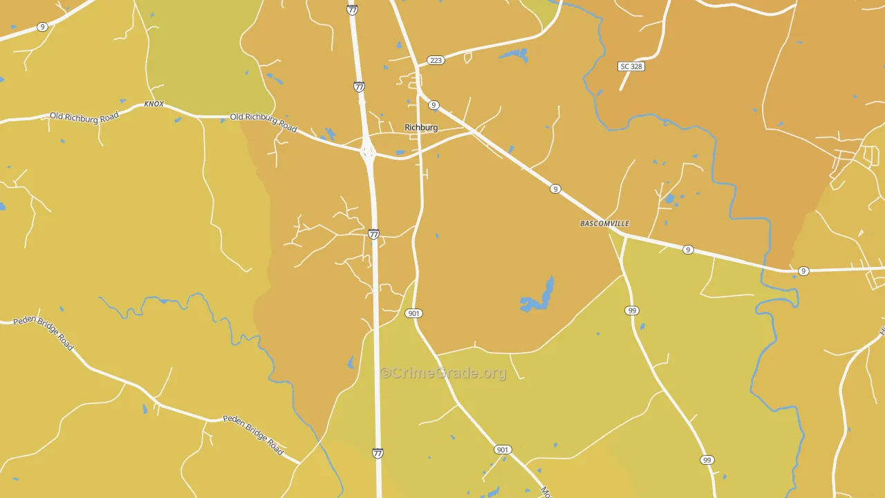 29729, SC Map of Vehicle Theft Rates