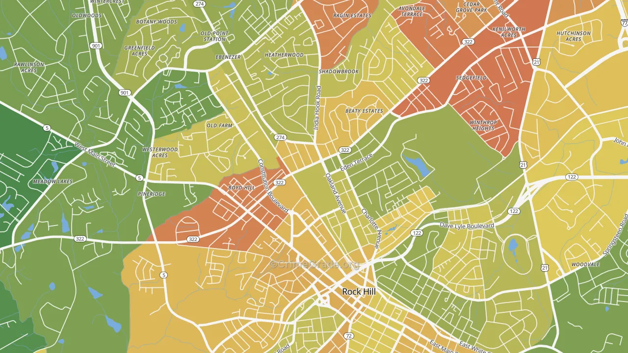 29733, SC Map of Vehicle Theft Rates