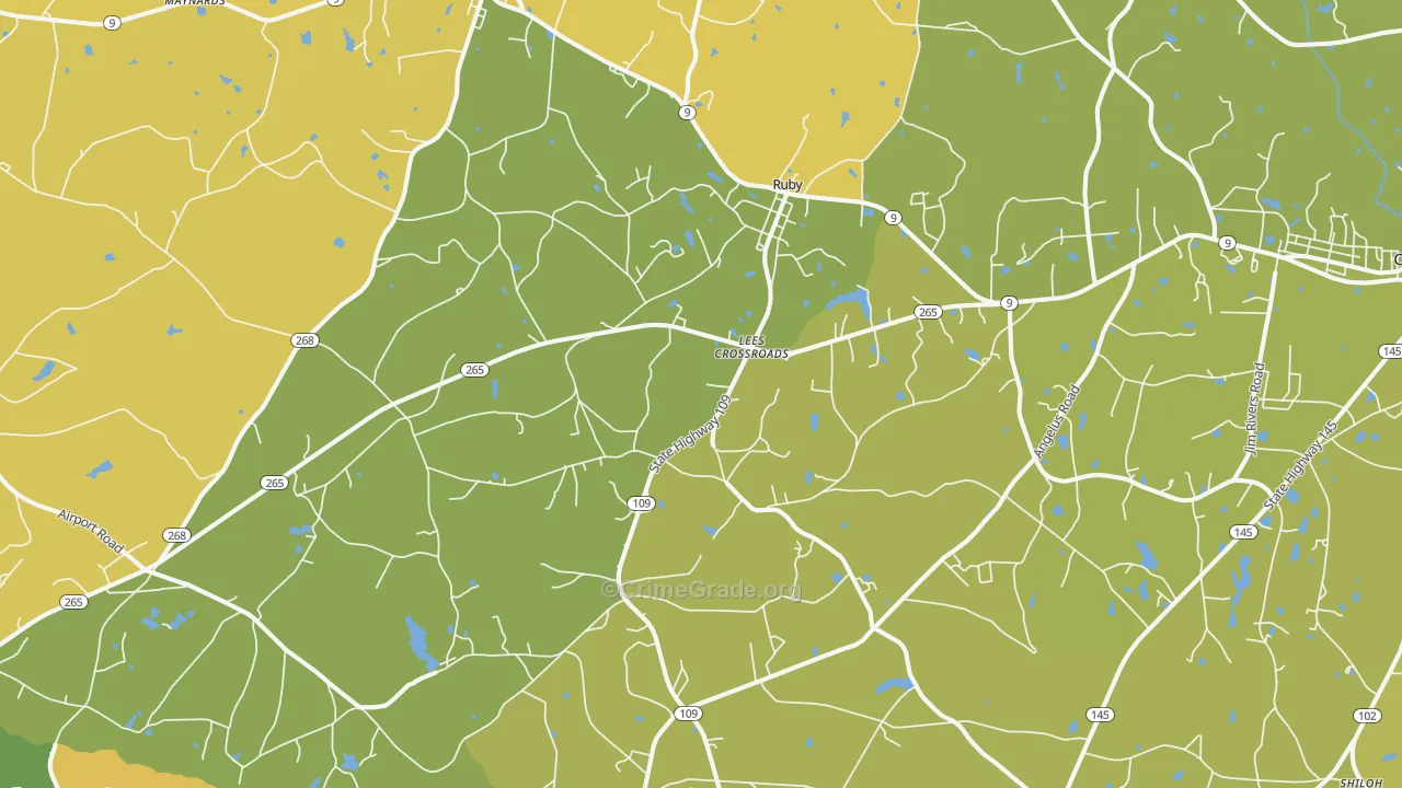 29741, SC Map of Vehicle Theft Rates
