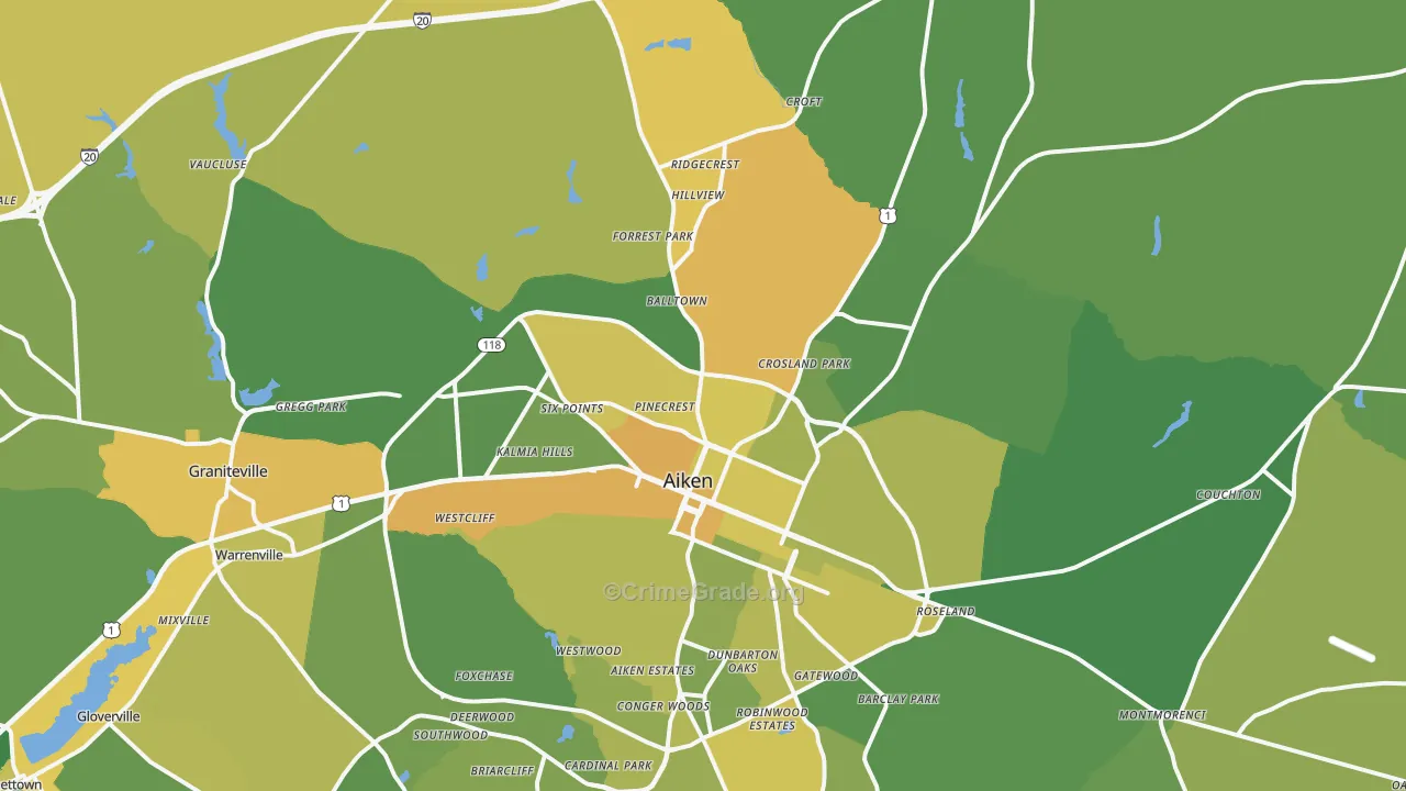 29801, SC Map of Vehicle Theft Rates