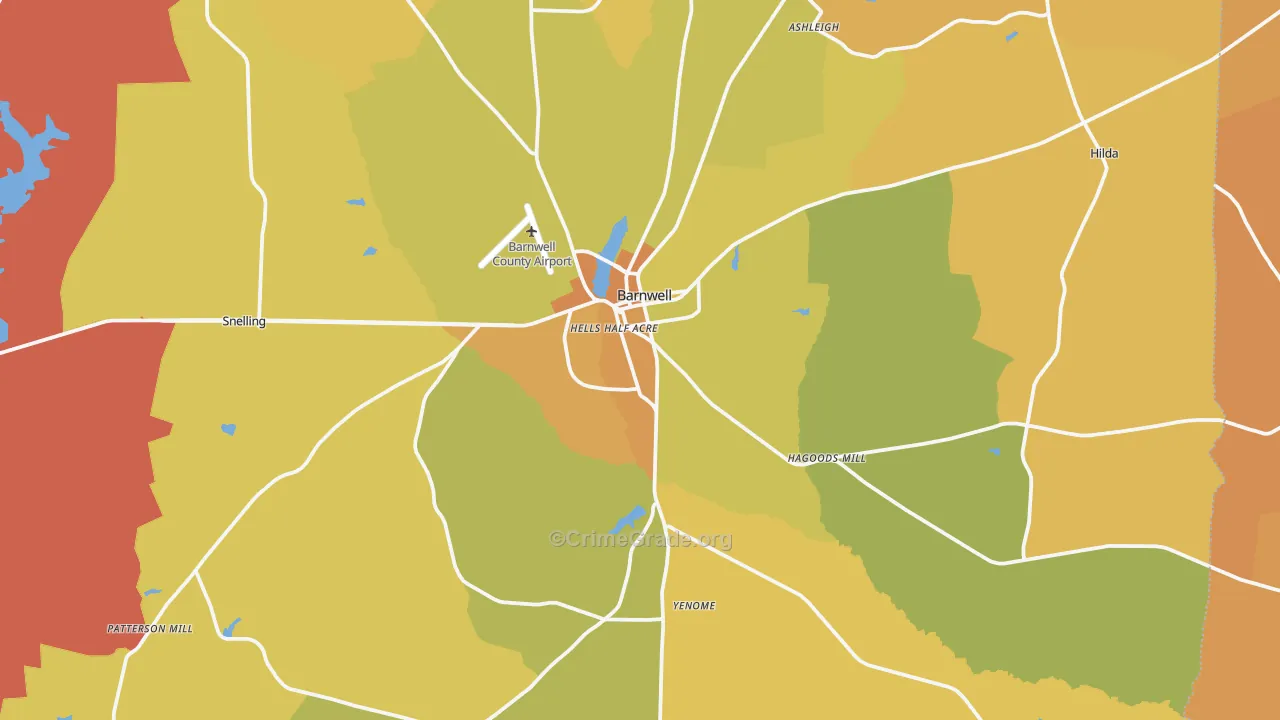 29812, SC Map of Vehicle Theft Rates