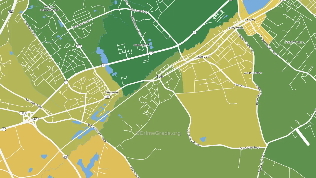29816, SC Map of Vehicle Theft Rates