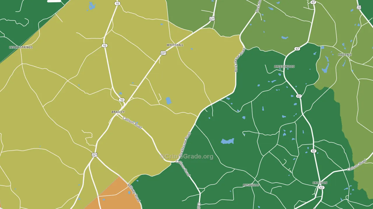29819, SC Map of Vehicle Theft Rates