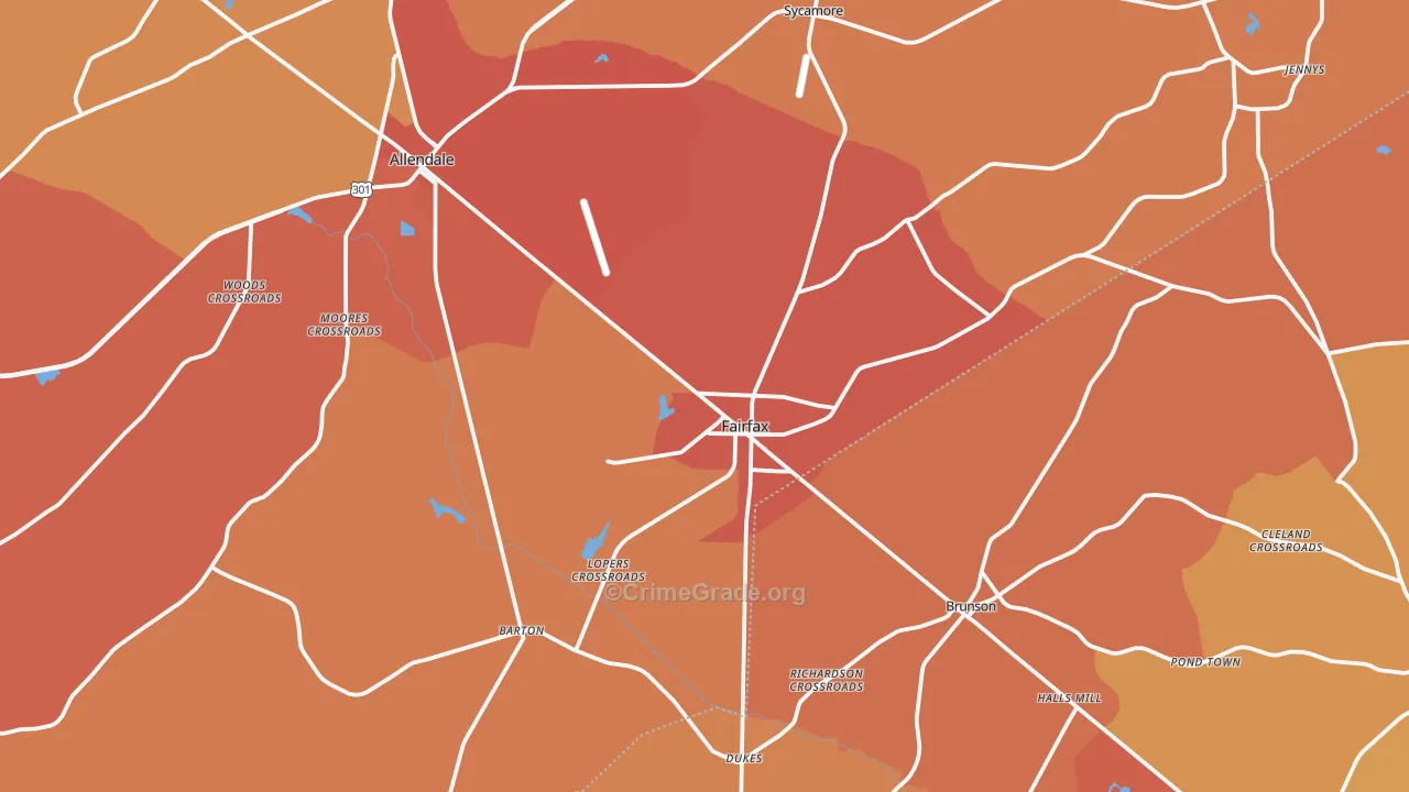 29827, SC Map of Vehicle Theft Rates
