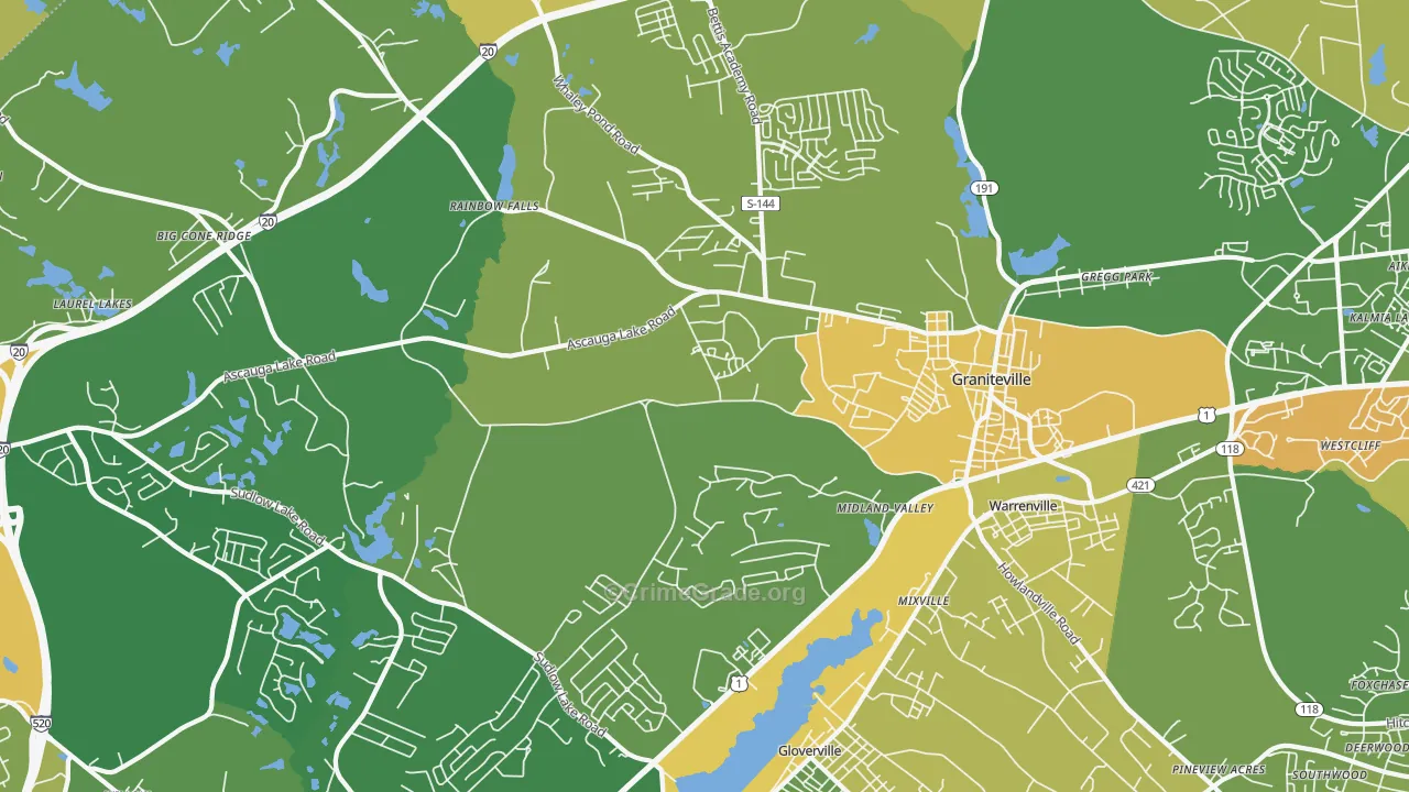 29829, SC Map of Vehicle Theft Rates
