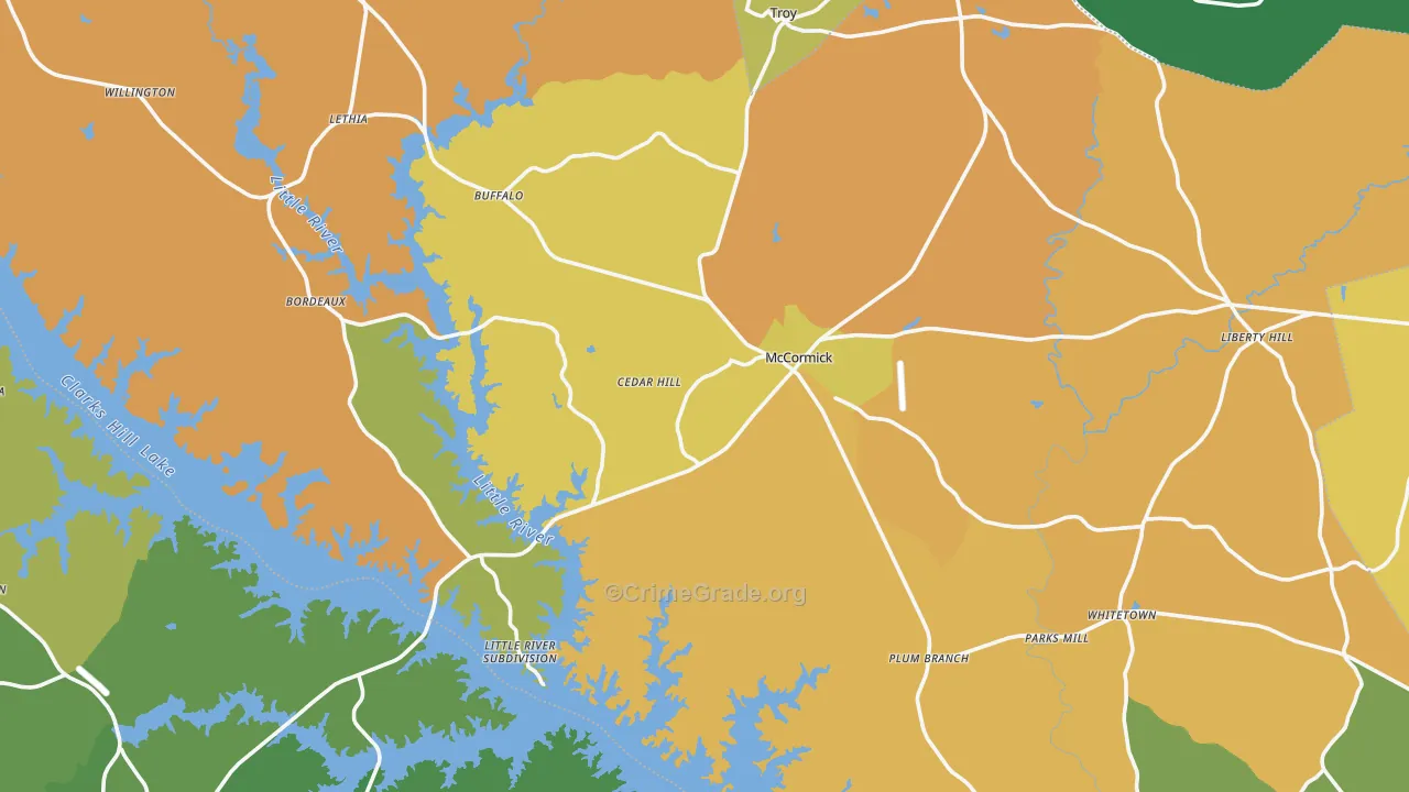 29835, SC Map of Vehicle Theft Rates