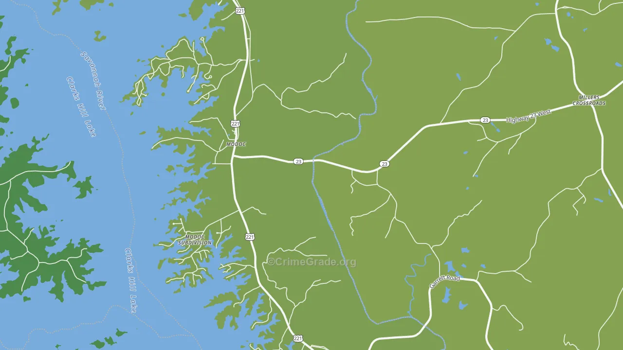 29838, SC Map of Vehicle Theft Rates