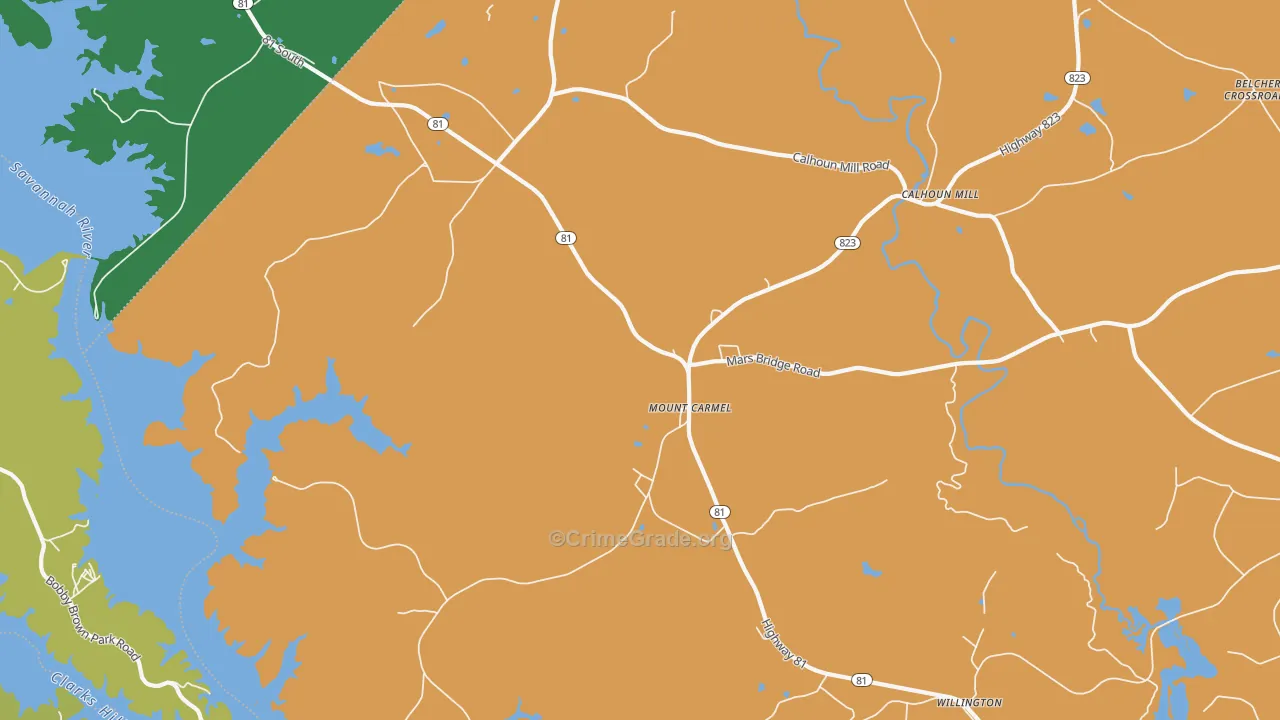 29840, SC Map of Vehicle Theft Rates