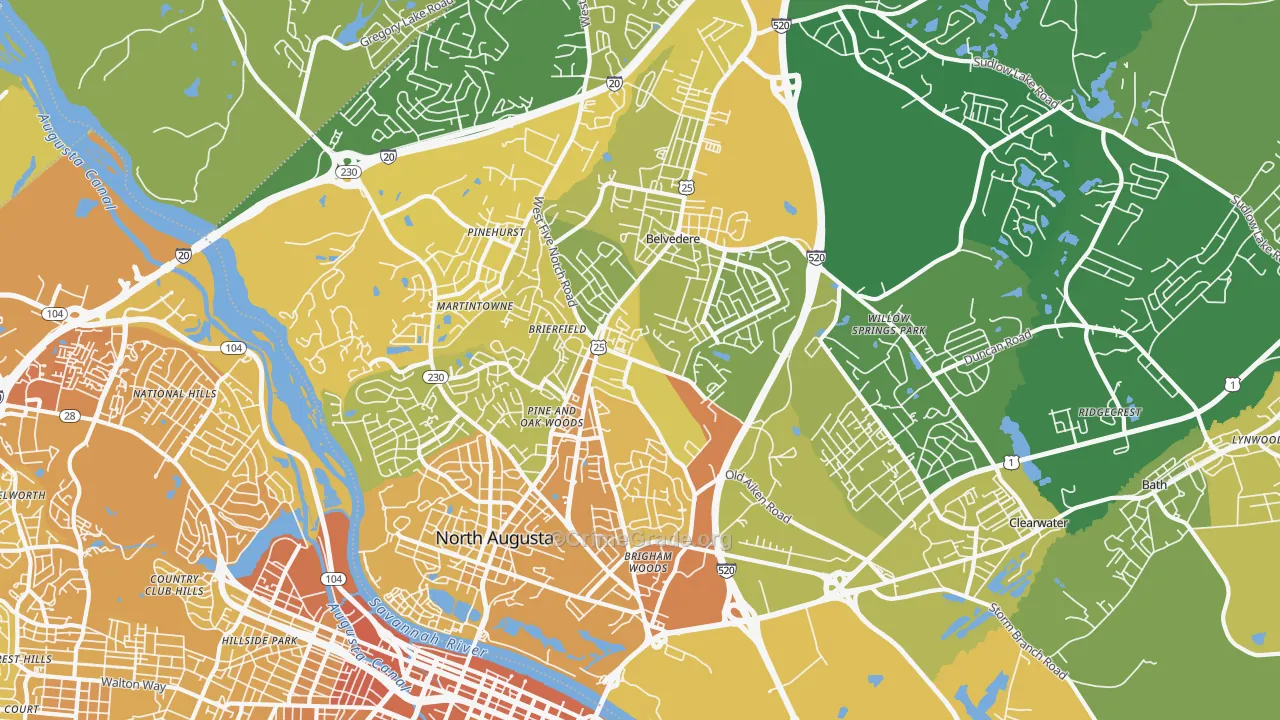 29841, SC Map of Vehicle Theft Rates