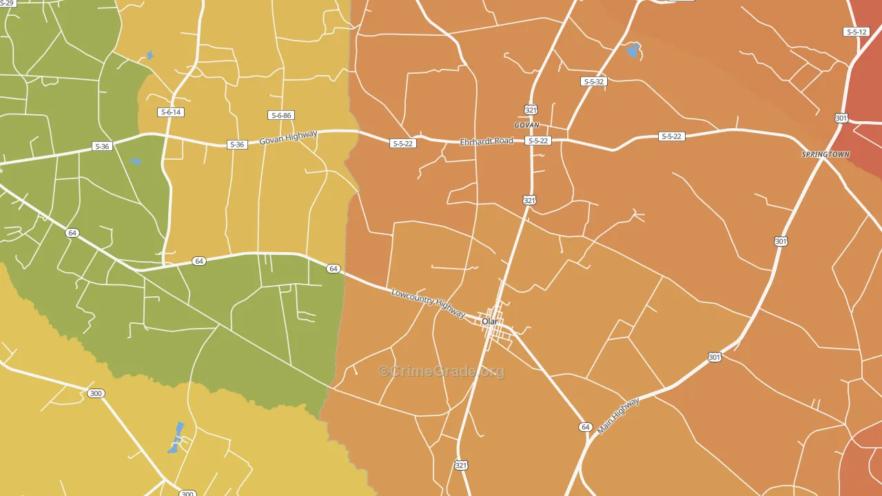 29843, SC Map of Vehicle Theft Rates