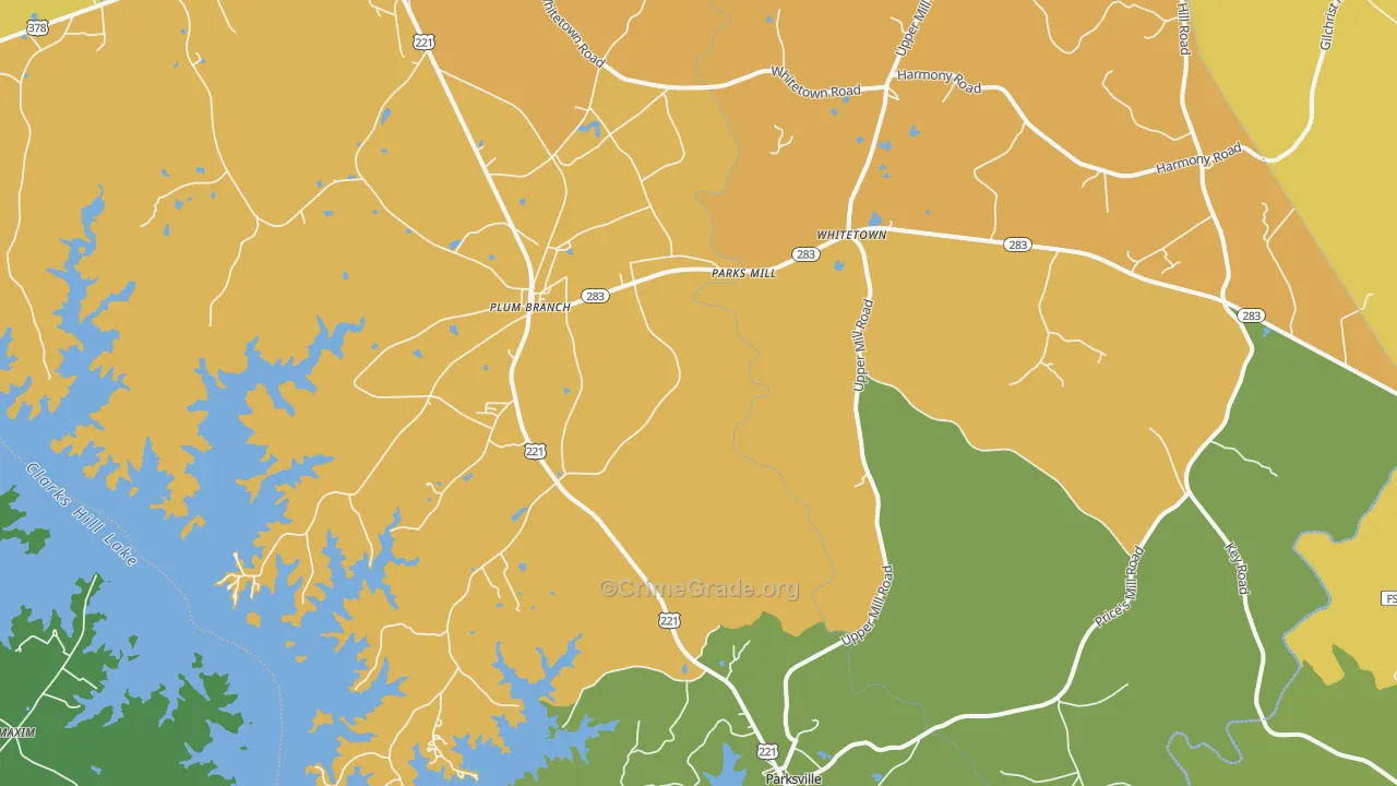29845, SC Map of Vehicle Theft Rates