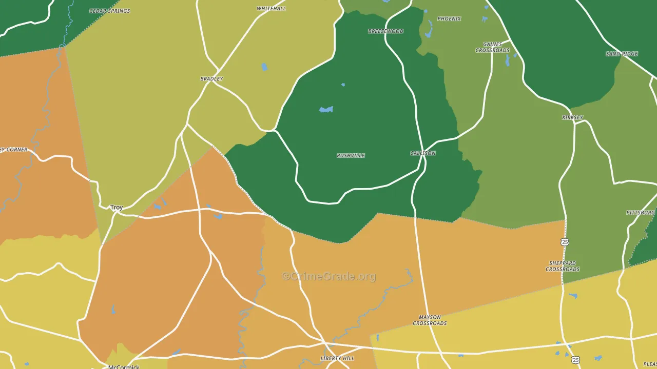 29848, SC Map of Vehicle Theft Rates