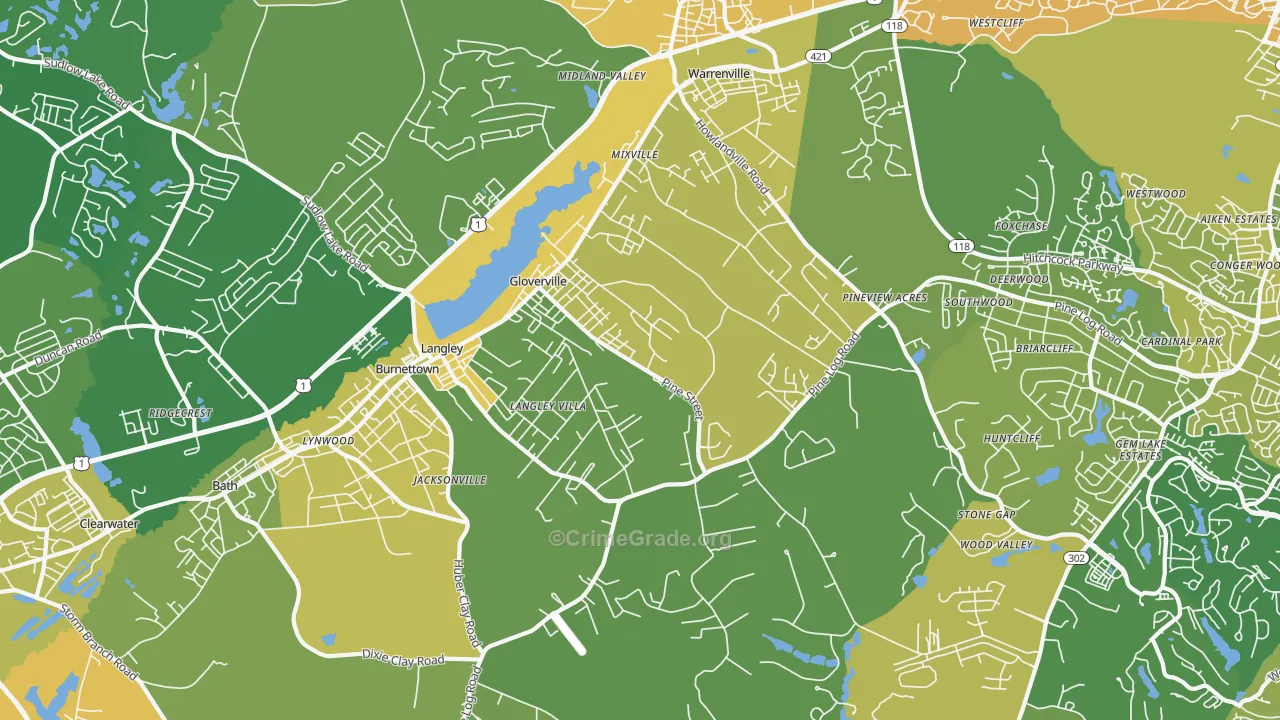 29851, SC Map of Vehicle Theft Rates