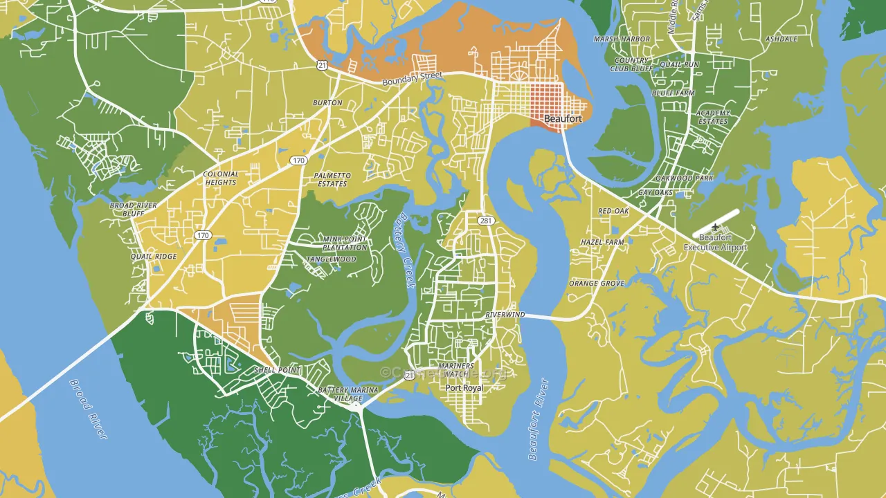 29902, SC Map of Vehicle Theft Rates