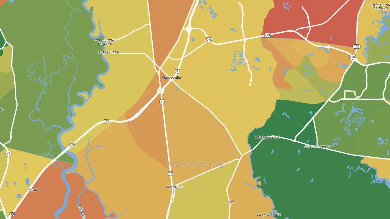 29927, SC Map of Vehicle Theft Rates