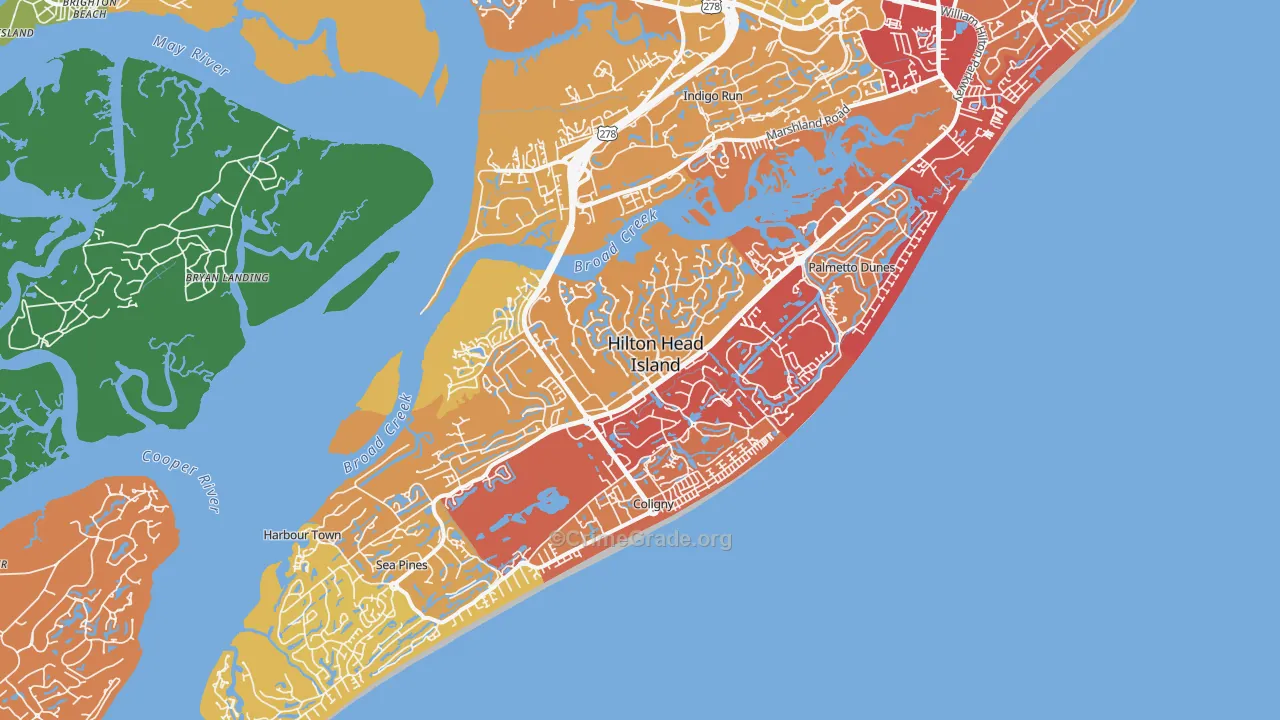 29928, SC Map of Vehicle Theft Rates